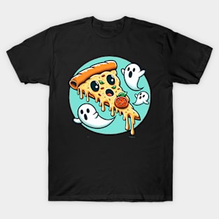 Funny Pizza Ghost Halloween T-Shirt
